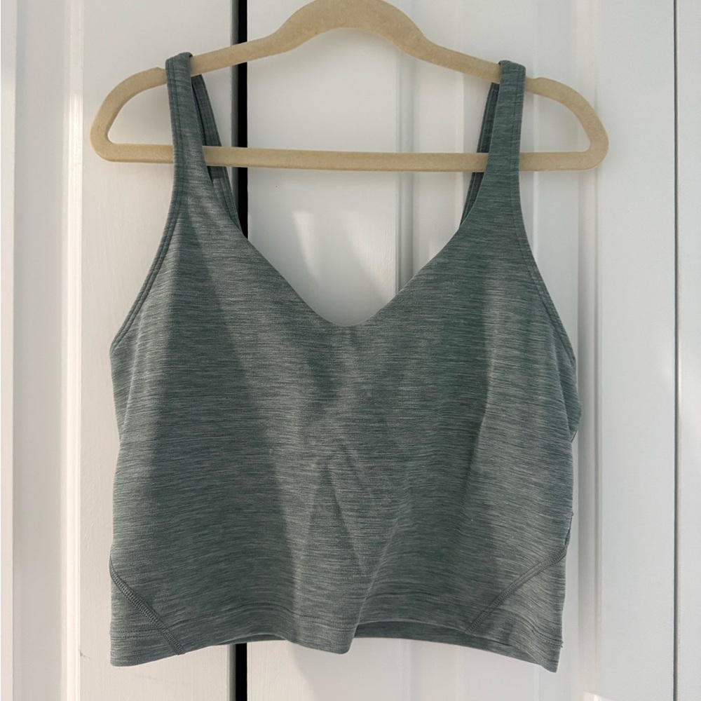 Lululemon Align Workout Tank Size 4/6 Heathered Sage Green Built-In Sports Bra